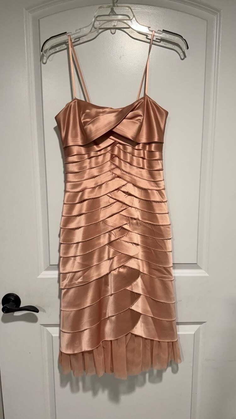 Pink Satin Ruffle Cocktail Dress Fairycore Whimsical Balletcore Romantic Size 6